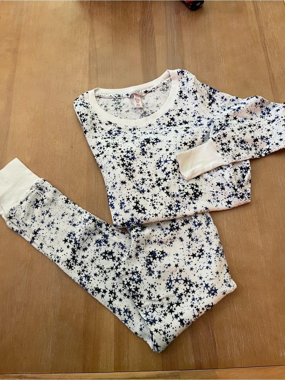 Victoria's Secret Thermal Waffle Knit Star Pajama Set Size Small